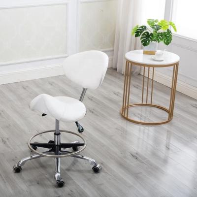 China Adjustable Bar Stool Saddle Stool White For Dental BAR Clinic SPA Massage Salon With Wheels for sale