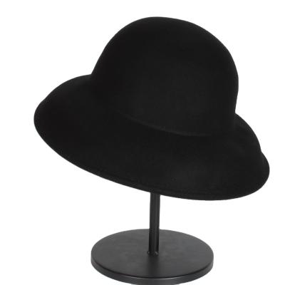 China Fashion Women's Wholesale 100% Wool Felt Hat Lady Vintage Wide Brim Bucket Hats for sale