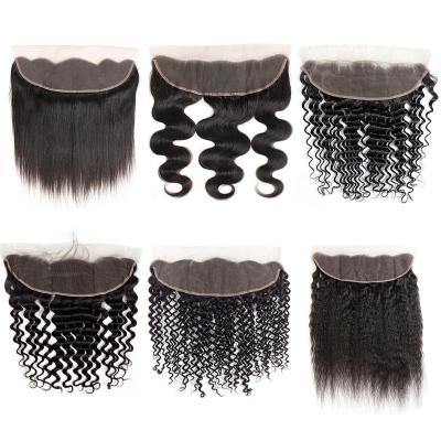 China Wholesale HD 13x4 13X6 Lace Closure Silky Straight Transparent Swiss Color Raw Wave Natural Cuticle Lined Virgin Hair 12