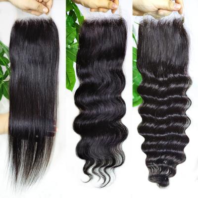 China Silky Straight Swiss Lace Closure 13x4 13x6 360 Wave 4x4 2x6 5x5 6x6 7x7 Lace Up Headband 100% Brazilian Hair Transparent HD Lace Closure for sale