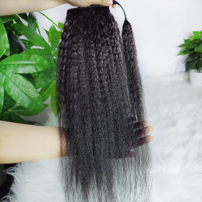 China Wholesale Curly Straight Yaki Hair 100% Raw Virgin Hair Cuticle Aligned Ponytail10