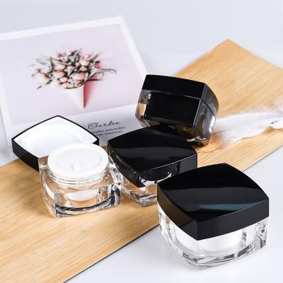 China Black Square 1oz 2oz 5g 10g 15g 30g 50g Empty Acrylic Plastic Skin Cream Jar For UV Gel Nail for sale