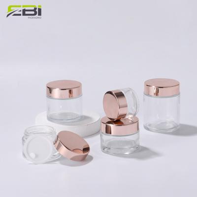 China Empty Cosmetic Packaging 1oz 2oz 3oz 4oz 5oz 6oz 8oz Body Cream Lip Scrub PETG Frosted Cosmetics Jar With Shiny Rose Gold Cap for sale