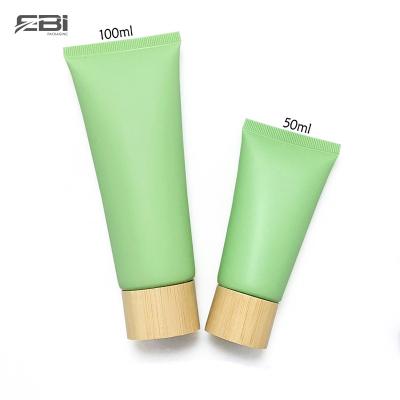 China 50ml 100ml Capacity Cosmetic Hand Cream Lotion Cosmetic Facial Detergent Tube Bamboo Packaging Tube for sale