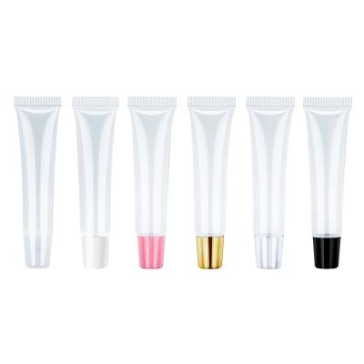 China Custom Logo Brand 15ml Cosmetic Lip Gloss Squeeze Tubes Lip Gloss Lip Balm Squeeze Tubes Long Skinny Slim Empty Clear Tubes for sale