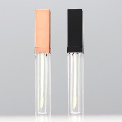 China Custom Logo 6ml 8ml 10ml Rose Gold Lip Gloss Tube Cosmetic Black Square Empty Lip Gloss Containers Tube for sale