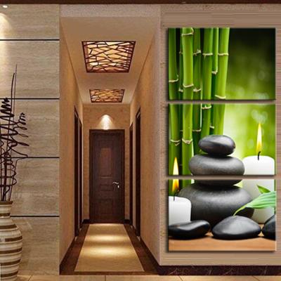 China New Bamboo Painting Art Decoration Wall Canvas Print 3 Piece Hd Green Classic/Postmodern Picture SPA Stone Candle Posters for sale