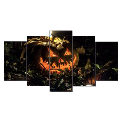 China New Classic/Postmodern Print Pictures Halloween Pumpkin Posters Canvas Painting Black Abstract Original Style Hot Sale Art 5 Panels Wall Decor for sale