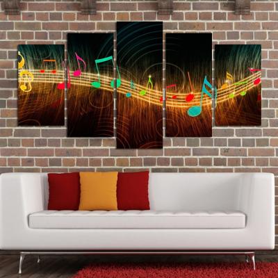 China New Classic/Postmodern HD Printed Modern Wall Art Home Painting 5 Panel Musical Notation Decoration Posters Picture On Canvas Living Room for sale