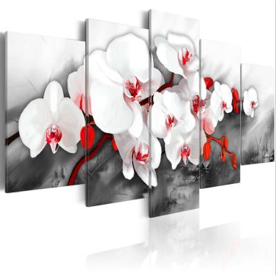 China New HD 5PCS/Set Orchid Flower Classic/Postmodern Art Print Canvas Painting Wall Picture Home Decoration for sale