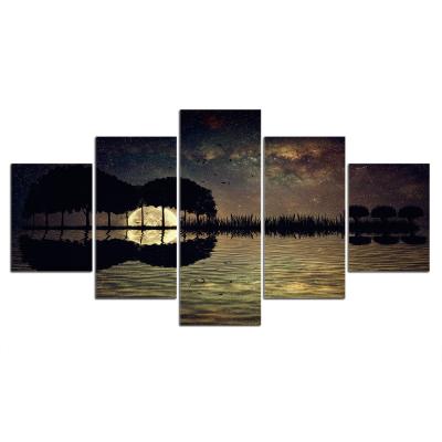 China New Classic/Postmodern 5 Pieces Canvas Paintings Home Decor HD Prints Acoustic Guitar Strings Landscape Pictures Poster Wall Art for sale