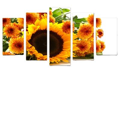 China New Hot Selling Classic/Postmodern 5 Pieces Wall Art Painting Sunflower Canvas Pictured Posters For Living Room Home Decor for sale