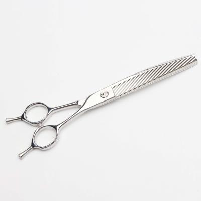 China 7.25 Inch 66 Tooth Durable High Quality Japan 440C Stainless Steel Pet Cutting Shears Curved Thinning Scissors for sale