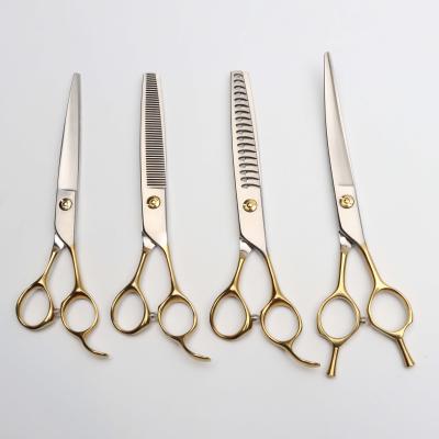 China Sustainable Professional Japan 440C 7 Inch Golden Handle Dog Grooming Stainless Steel Scissors Kit for sale