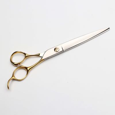 China Dog Grooming Shear Logo Customized Viable 7 Inch Gold Handle Dog Scissors Stainless Steel for sale