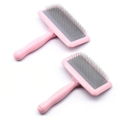 China Cat Dog Hair Grooming Stainless Steel Long Pin Slicker Brush Steel Pet Viable Pet for sale