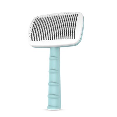 China Professional Viable Professional Pet Needle Comb Self Cleaning Slicker Brush For Dogs Pet Hair Brush With Safety Dots On Pin for sale