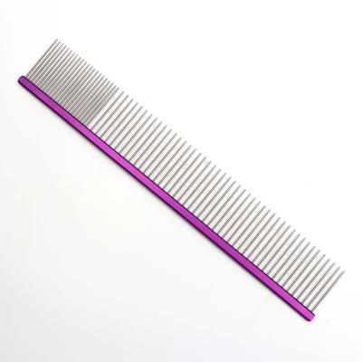 China Viable hot sales pet purple color dog grooming stainless steel static hair comb anti tawan for sale