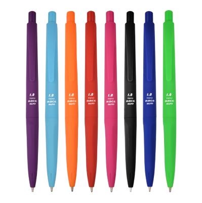 China Office & School Pen Custom plastic ballpen ABS 0.5mm 0.7mm than 1.0mm with elegant shape with rubber coating plastic ballpen ABS for sale