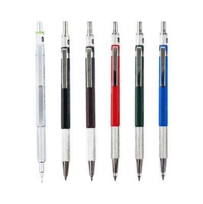 China Custom printing metal pencil 0.3mm 0.5mm 0.7mm 0.9mm 2.0mm satin metal silver color custom metal clutch mechanical pencil for sale