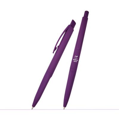 China Office & School Office Pen purple color plastic ballpen ABS 0.5mm 0.7mm than 1.0mm with elegant shape with rubber coating plastic ballpen ABS for sale