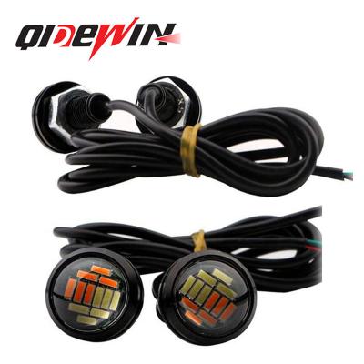 China Car led Eagle Eye dual color 4014 12smd 23mm amber white drl daytime running light led fog driving light pairs 23mm for sale