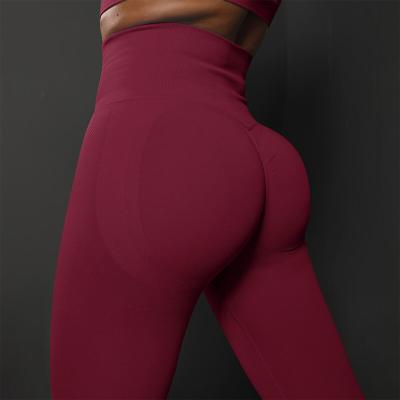 China Wholesale Breathable High Quality Seamless Fitness Women Active Wear Butt Lift Up Solid Workout Tights Yoga Gaiters for sale