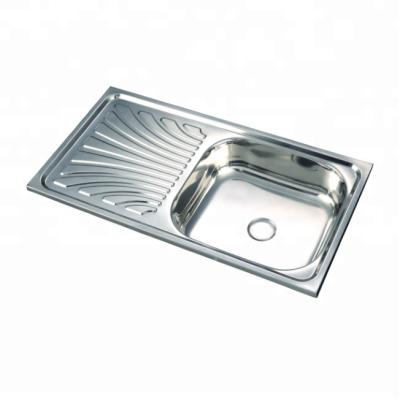 China Without Faucet Factory Direct Selling Family Use Single Bowl Stainless Steel Kitchen Sinks With Drainer for sale