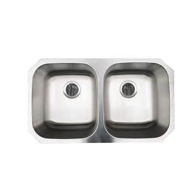 China Factory Directly Manufacture Large Faucet Without Under Mount Basin Round Stainless Steel Double Bowl Kitchen Sink for sale