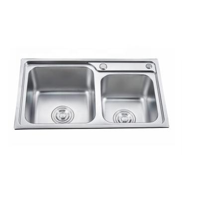 China Without Faucet Factory Price 304 Kitchen Sink Cheap Stainless Steel 201 Material Small Double Bowl for sale