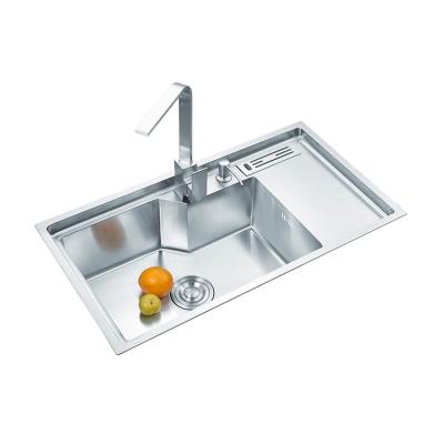 China Without Faucet Customized Made Top Mount Single Bowl Handmade Stainless Steel Kitchen Sink for sale