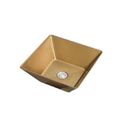 China Modern Design Round Shape Color Bathroom Wash Basin Modern Nano Material Gold Sink for sale