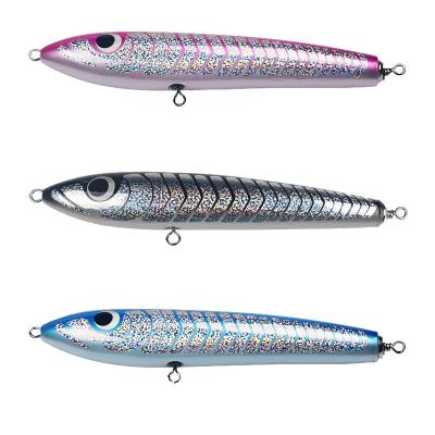 China Custom Wholesale 235mm 140g Sea Bass Saltwater Bait Lure Wooden Floating Pencil YJ66 for sale