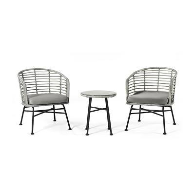 China Modern Large Round Rattan Patio Furniture 3pcs Sofa Set Rattan Chair Outdoor Furniture Sets for sale