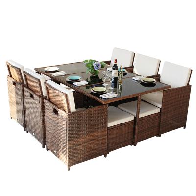 China Hot Sale Modern Classic Outdoor Folding Rattan Dining Set 11pcs Easy To Receive for sale