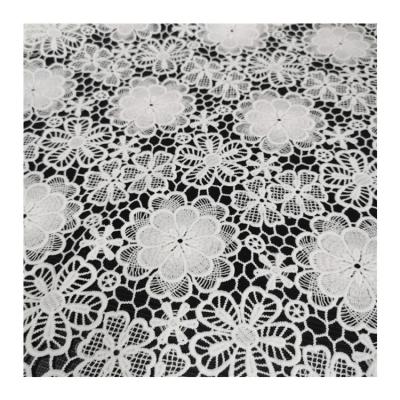 China Breathable High Quality White 100% Guipure Lace Fabric Cotton Embroidery Lace Fabric for sale