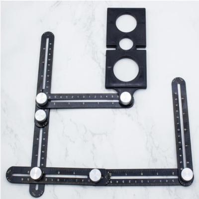 China Durable Aluminum Alloy Hexagon Ruler Ceramic Tile Opening Multi Angle Placing Metal Folding Ruler for sale