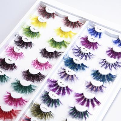 China 15-25time with proper use 2021 colored false eyelashes shape color lashes charm colored synthetic eyelash for party for sale