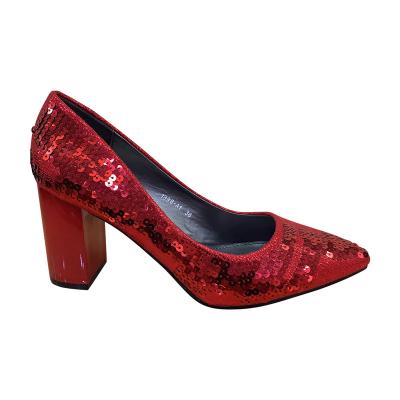 China Anti-slippery Sequin High Quality Different Design Colors Chunky High Heels for sale