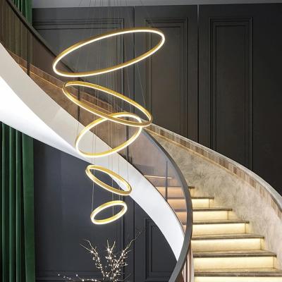 China Modern Simple Modern Pendant Lamp Led Rings Circle Hanging Ceiling Chandelier For Living Attic Hotel Dining Room Kitchen for sale