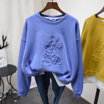 China New Designer Trendy Custom Fashion 3D Cartoon Cotton Sweatshirt Pullover Women's Loose Casual Patchwork Hoodie Top T-shirt for sale