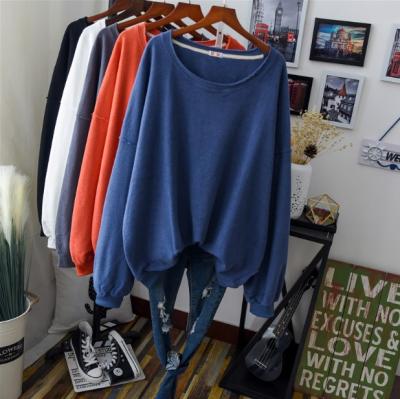 China Women Hoodie Solid Color Long Sleeve Pullover Cotton Long Sleeve Casual Simple Sweatshirt Plus Spring Autumn Clothes Femme Size Sweater for sale