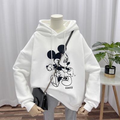 China Winter Fleece Hoodies Gym Sweatshirt Sports Hoodie Cartoon Embroidery Viable Custom Oversized Cotton Thick Fleece Hoodies Students for sale