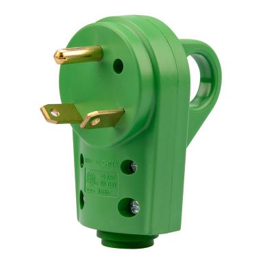 China Easy Installation 30 Amp Straight Power Adapter Male Plug NEMA TT-30P Replacement Blade Plug For 10/3 A.W.G. rv for sale