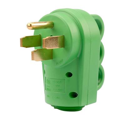 China NEMA 14-50P RV Residential/General Purpose Replacement P031 Male Receptacle, 125/250V 50 Amp With Pull Handle, Green for sale