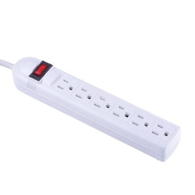 China ABS 15A 125V Electric Power Socket 6 Outlets Power Strip With Surge Protector Two In One Mountable Switch Power Bar for sale