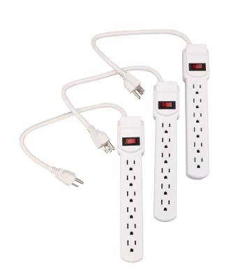 China P052 6 Outlet Residential/General Purpose Power Strip 15A 125V 1875W, 90 Joules With Small Straight Plug Power Strip Surge Protector for sale