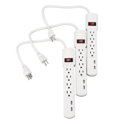 China Home Applicance 15A 125V 4 Port Power Strip With USB Ports Wall Mountable Power Strip With Surge Protection ABS Shell Flat Plug for sale