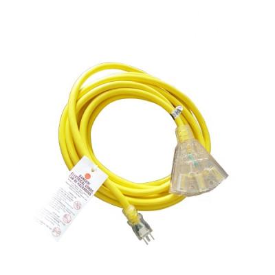 China Industrial Equipment 125V 13A Outdoor 25ft Triple Tap Extension Cord With Indicator Light, 3 Conductor SJTW Cord for sale