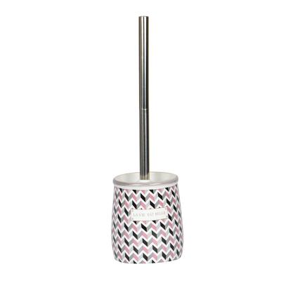 China Modern Sleek Printing Toilet Brush Cleaning Ceramic Brush Holder Reading Brush for sale